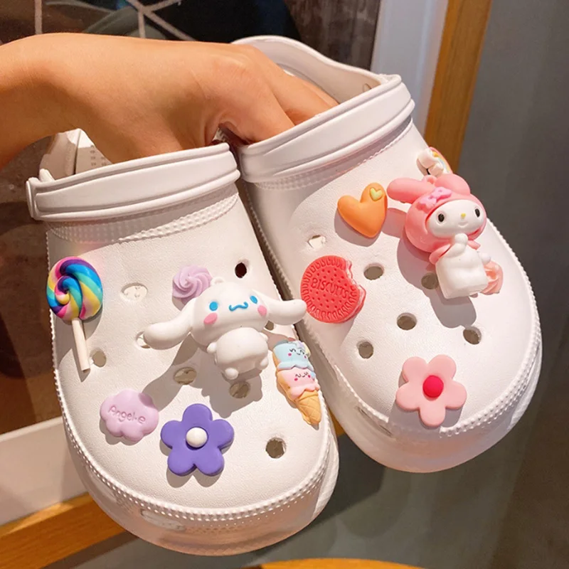 Sanrio Character Set Kuromi Melody Cinnamoroll Kid's Shoe Charms Accessories Sandal Buckle DIY 3D Shoes Decorations Kids Gift