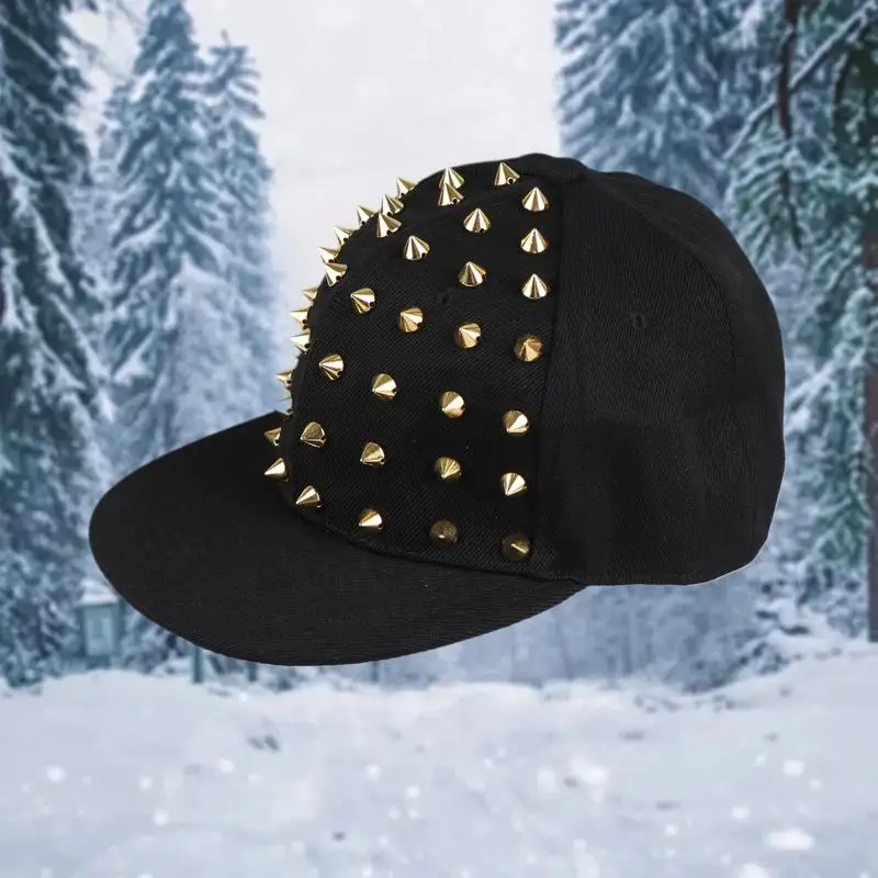 Men And Women's Rivet Flat Hat Punk Rock Hip Hop Stud Baseball Caps Y2K Outdoor Personalized Hat