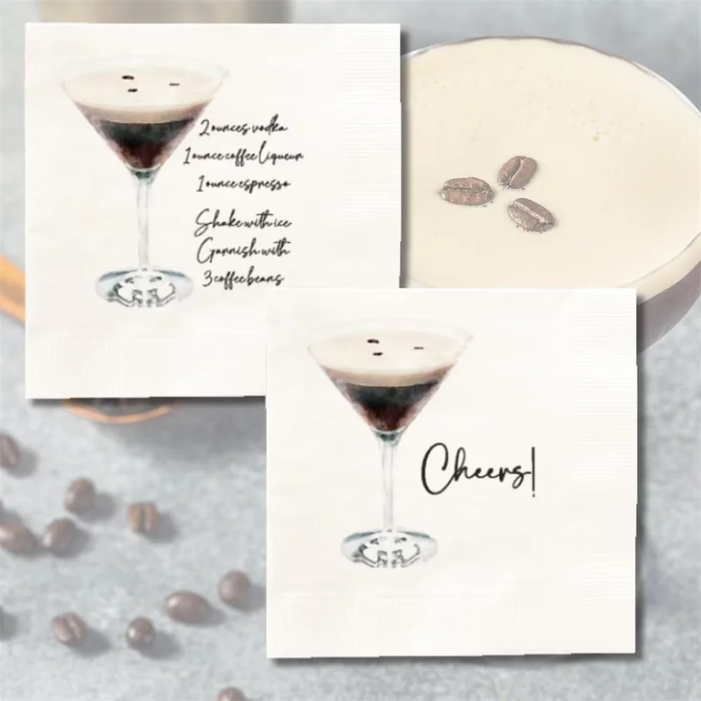 50PCS Espresso Martini Cocktail Napkins, Espresso Martini Cheers Beverage Napkins, 20 Napkins, Cocktail Party Napkins, Espresso