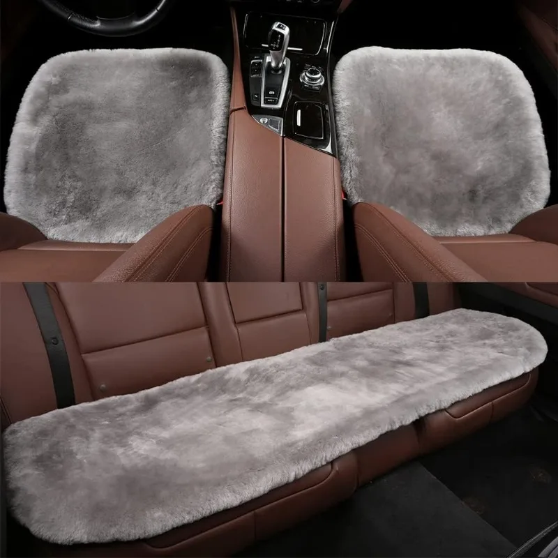 Sheepskin Car Seat Cushion Seat Covers Universal Fur Car Seat Cushion Winter Warm Car Seat Cover Automobile Interior Accessory