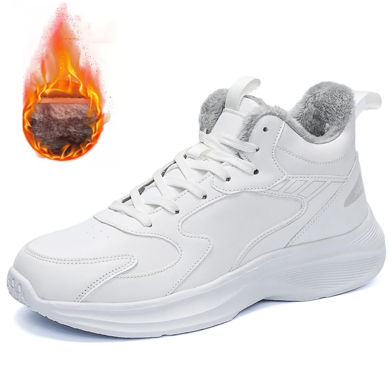 

Большой размер 49 50 51, белые кожаные кроссовки, мужская зимняя повседневная обувь, теплая плюшевая спортивная обувь, Zapatillas Deportivas Hombre
