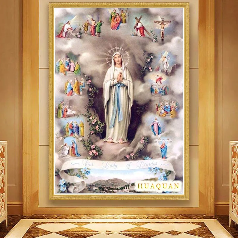 Christianity Jesus Virgin Mary Madonna Cross Stitch Kit Canvas Printing Embroidery Set DIY Needlework Home Decoration Painting