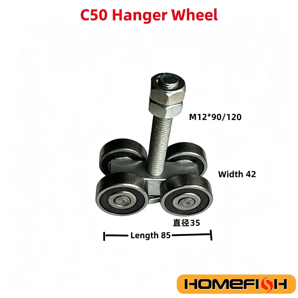 1PC Steel Bearing Pulley Hanging Wheel Parts Door Rollers 4 Wheel Trolley Assembly Roller Hanging Sliding Track Wheel