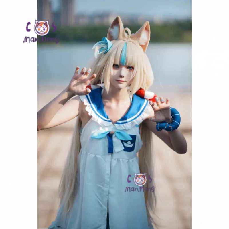 Disfraz de Anime Vtuber Sameko Saba, disfraz de Gura Sailor, Halloween, Carnaval, dulce chica JK, uniforme de marinero, traje de baño de playa de verano