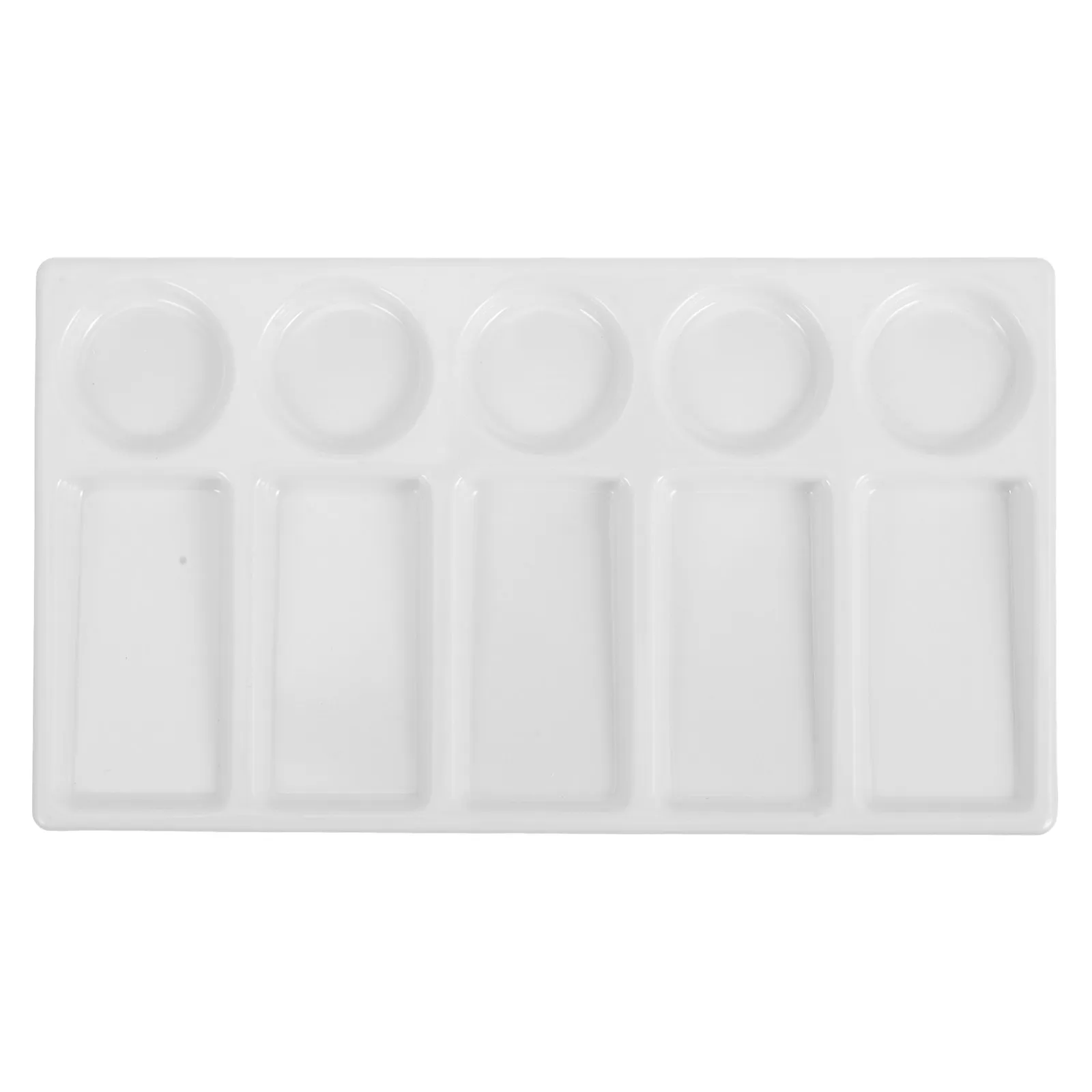 Watercolor Artist Palette 10-Well Rectangular Thickened Mixing Tray White Pure Color Gouache Painting Studio Outdoor Portable