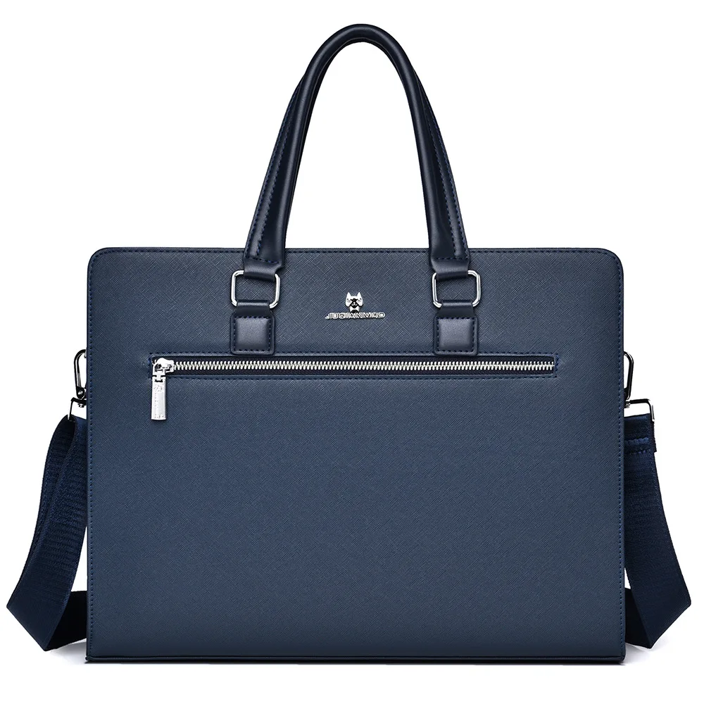 PVC waterproof men's hand-held horizontal computer bag, 15.6-inch business briefcase, men's single-shoulder crossbody bag