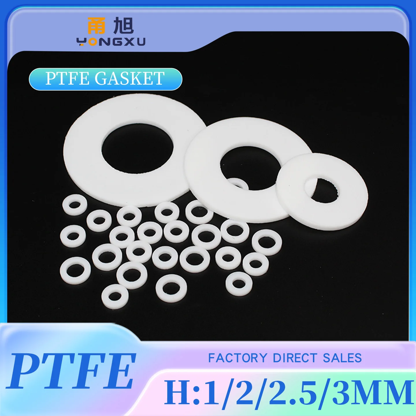 White PTFE Flat Gasket Corrosion-Resistant Seals Ring Fast Delivery Washer 1/2/2.5/3mm Height M4-M57mm Inner Hole Diameter