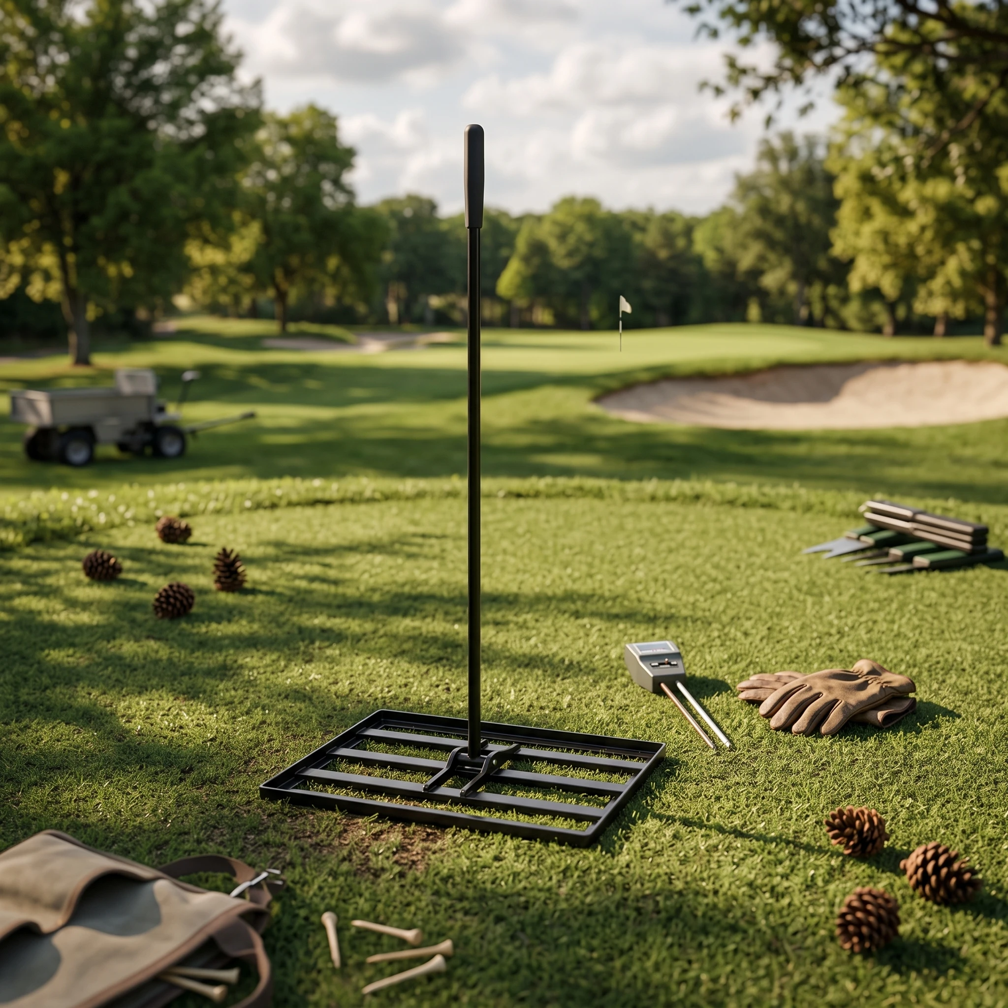 Lawn Leveling Rake Three-Section Lawn Leveler with Steel Head Yard Leveling Rake Reinforced Soil Leveler Long Handle