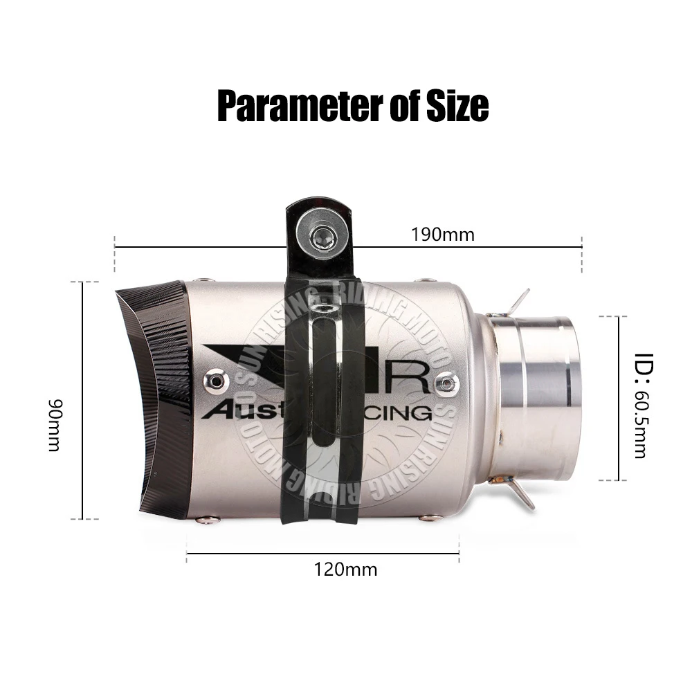 51mm 61mm Carbon/Stainless/Titanium AR Motorcycle Exhaust Muffler For Kawasaki Honda Yamaha KTM CF Suzuki Ktm Bmw etc Tail Pipe view 2