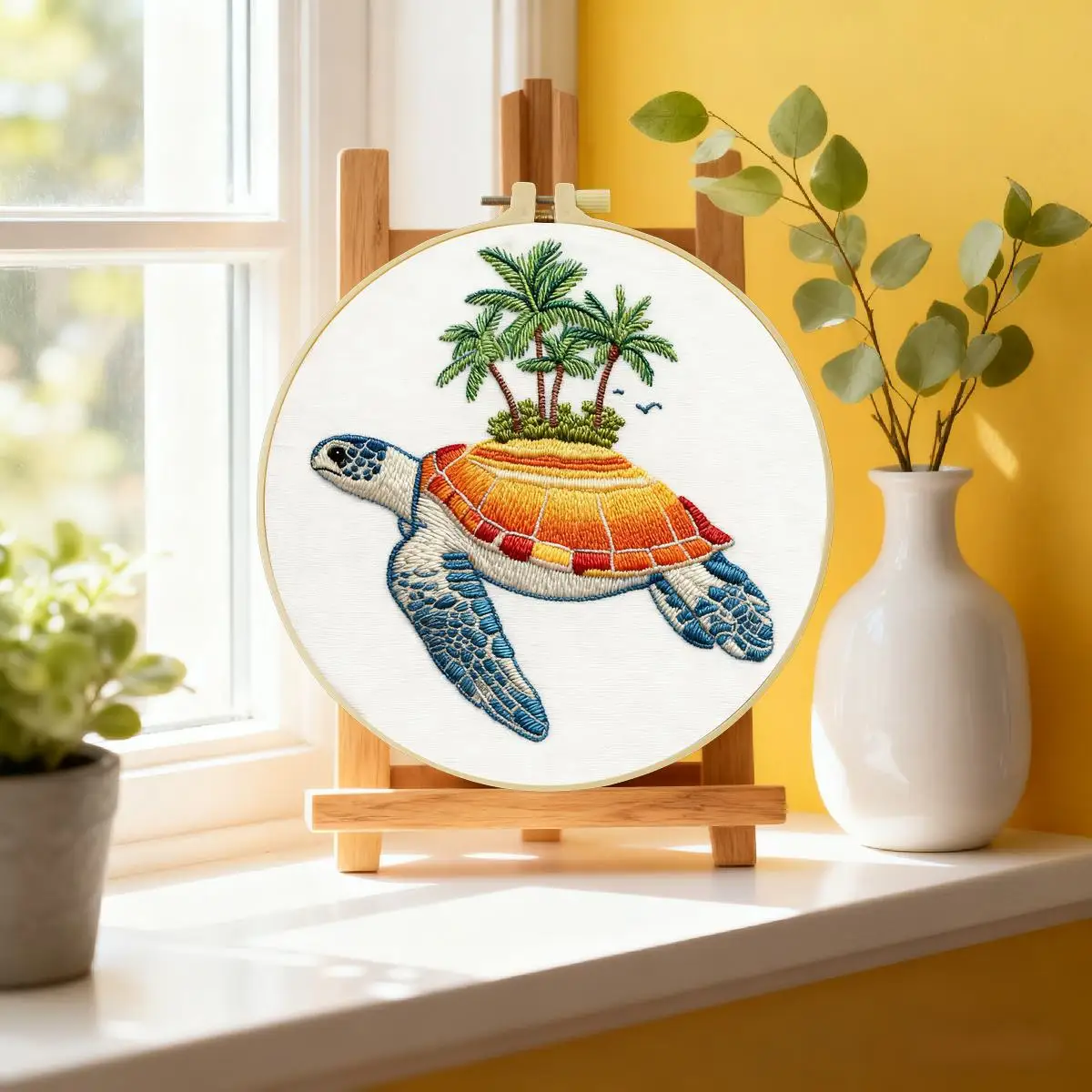1 Stück 20X20CM/15X15CM 7,87/6,3 Zoll Tier - Schildkröten-Stickerei-Starter-Kit DIY-Kit DIY-Stickerei-Set Handarbeiten Nähkunst – Detail 1