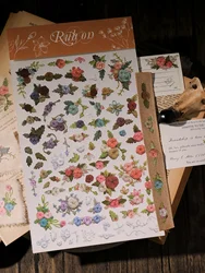 2023 RUB na miot Rose Vintage naklejki Scrapbooking śmieci Journal rzemiosło transferu kolaż naklejki DIY albumy ze zdjęciami dekoracyjne