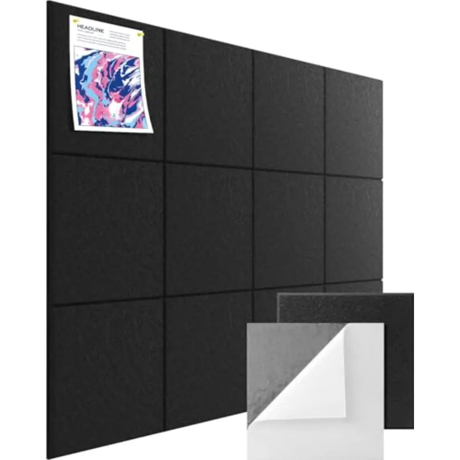 

48"X36" Cork Boards for Wall with Adhesive Backing 12 Pack Felt Bulletin Board Tiles for Office Pin Board for Photos Notes Dart