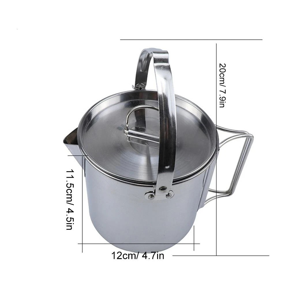 Camping Cooking Pot Stainless Steel Portable Campfire Pot Water Cup for Outdoor Camping Hiking Backpacking