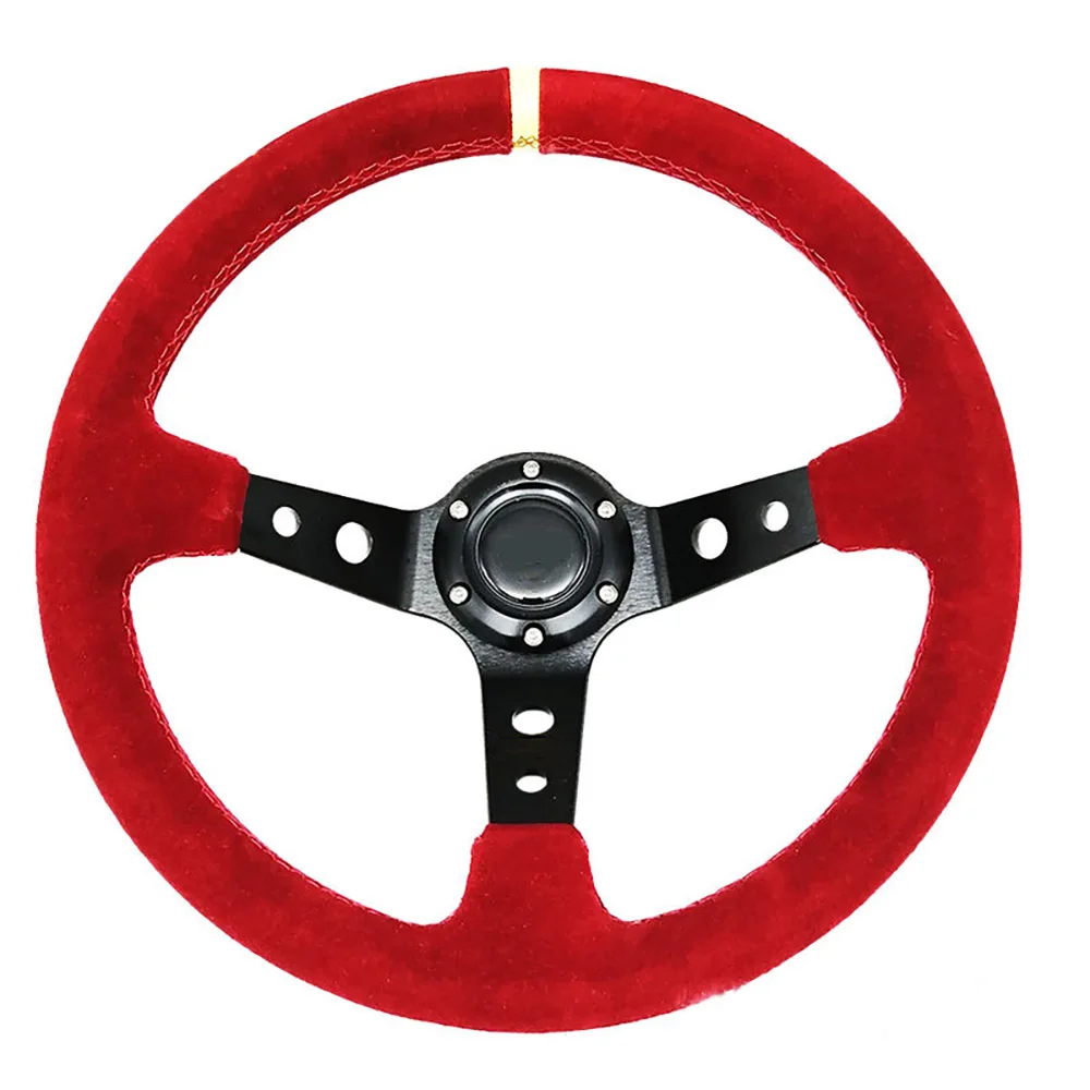 Universal Steering Wheel Car Accessories Modification 14 Inch 350mm Frosted Leather Deep Concave Suede Steering Wheel Tools