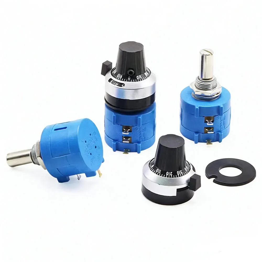 3590S-2 3590S Series Precision Multiturn Potentiometer 10 Ring Adjustable Resistor+1PCS Turns Counting Dial Rotary 6.35mm Knob