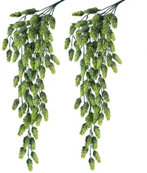 2 PCS Artificial Hops Flower Vine Garland Plant Hanging in Frosted Green Each 29.5