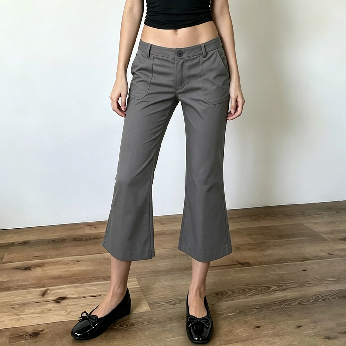 SUCHCUTE Vintage Einfarbige Wadenlange Hosen für Damen Y2k Streetwear Slim Bell Bottom Büro Alltags-Freizeithosen 7/8 Länge Hosen – Detail 15