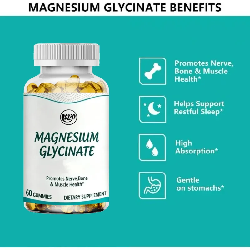 120mg Magnesium Glycine Gummies - Bone and Muscle Health Support 60 Gummies (30 Servings)