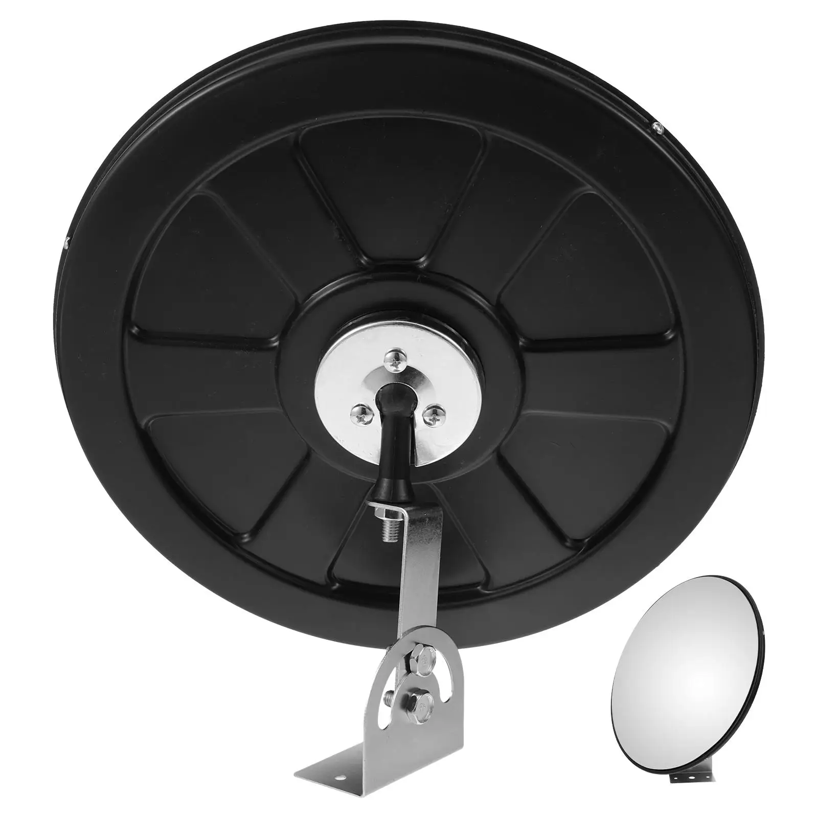 Espejo de seguridad gran angular de 30Cm, Base de montaje negra, esquina convexa para interiores y exteriores, tráfico, entrada, garaje, estacionamiento, seguridad vial