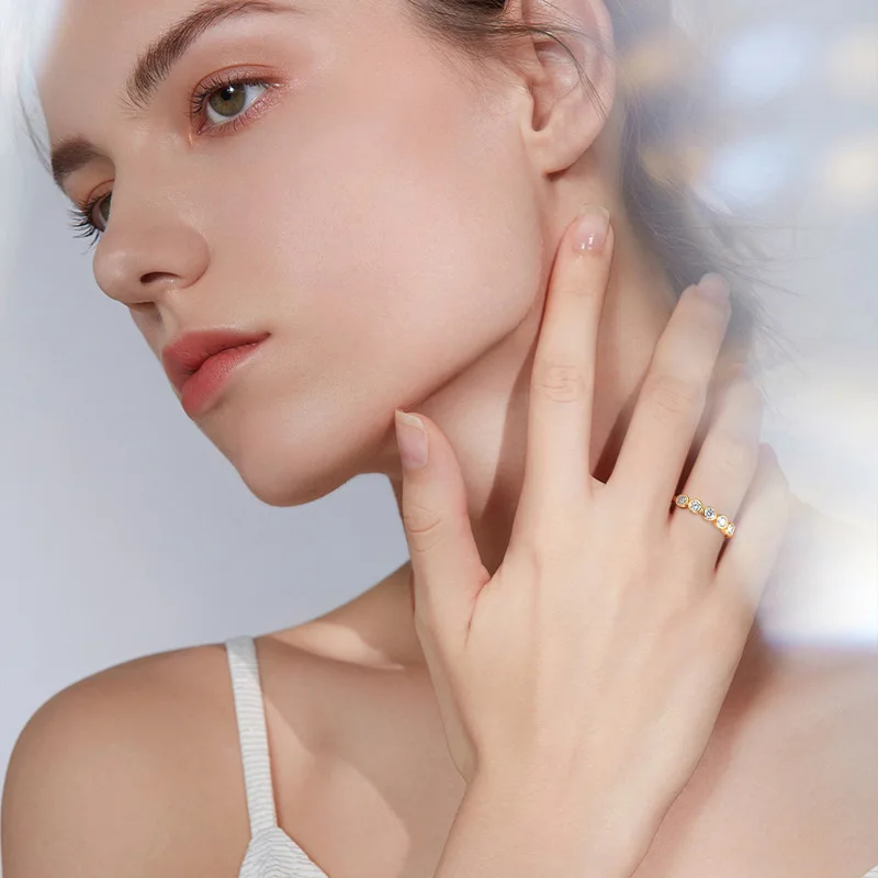 New stylish and versatile ring, pure silver S925, moissanite, niche high-end fashion stackable ring