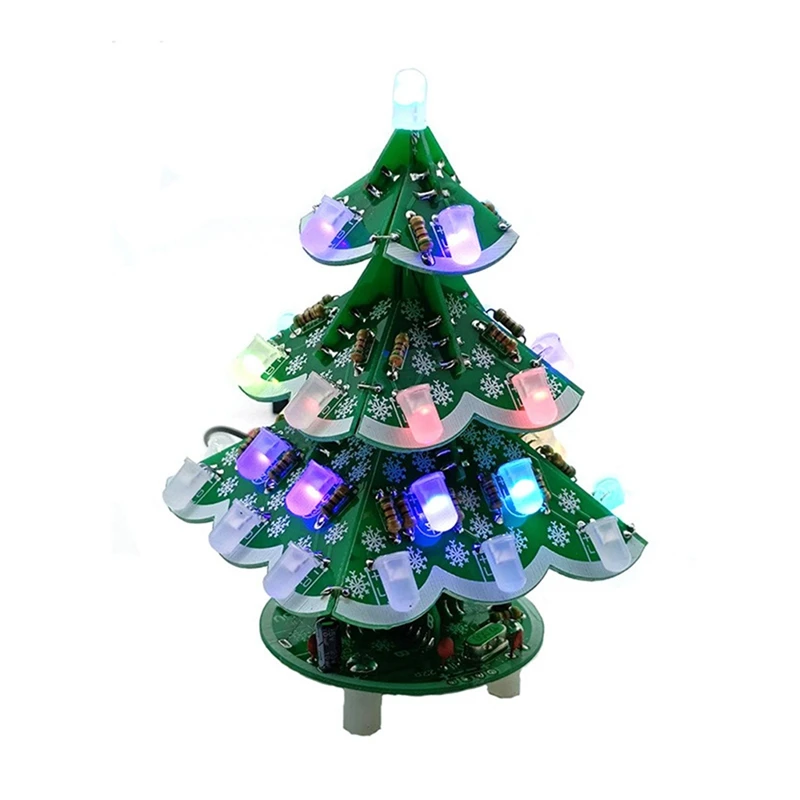 3D Stereo Christmas Tree LED DIY Kit Red/Green/Yellow LED Flash Circuit Kit For Electronics Soldering Practice Learning