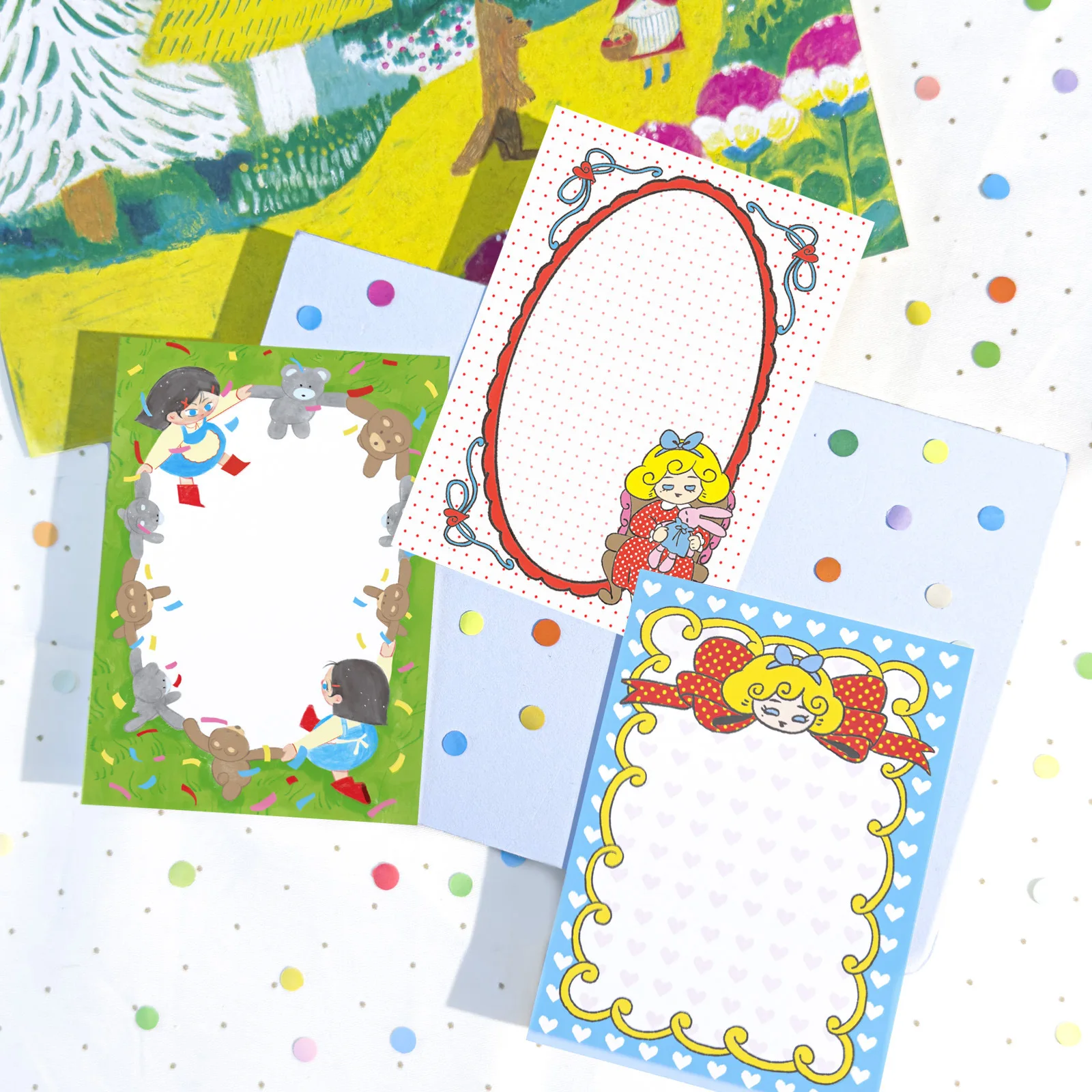 JIAMEI 50sheets Kawaii Cartoon Graffiti Style Message Notes DIY Handmade Scratpbooking Aesthetics Craft Paper School Stationery