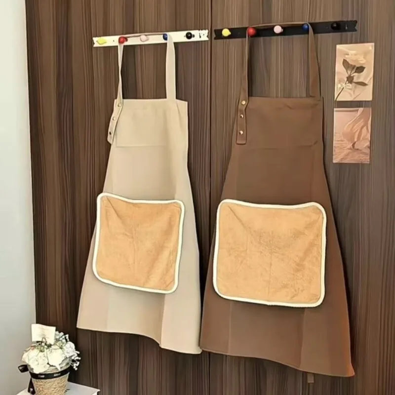 

1pc Kitchen Apron with Detachable Wiping Towel Oil and Water Proof Household Cooking Apron New Style Premium Design