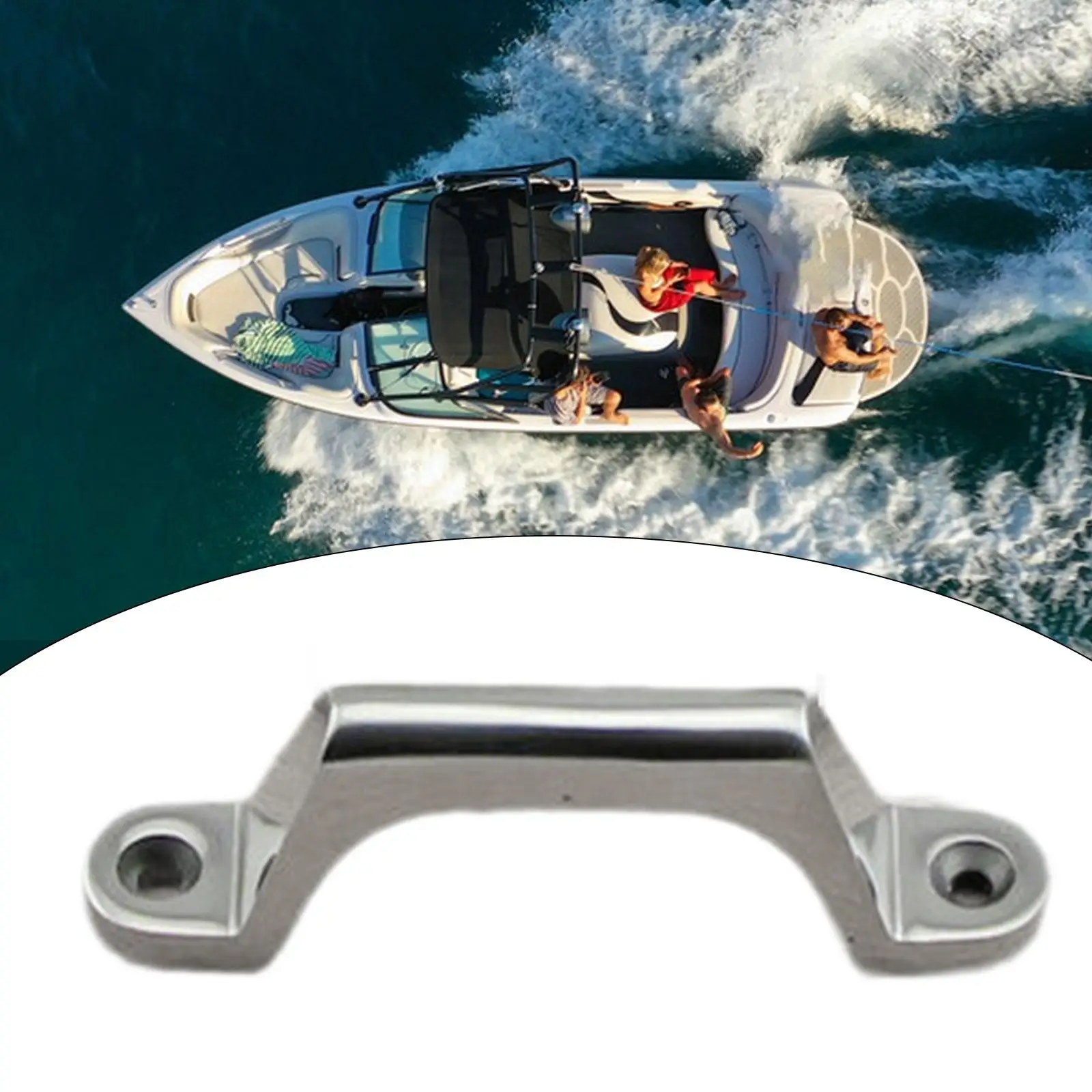 Silver Stainless Steel Grab Handle with 2 Holes Bathroom Toilet Bath Shower Support Handrail for RV Camper Trailer Motorhome