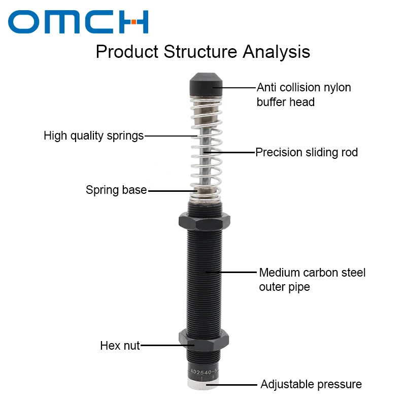 AD Series Adjustable Hydraulic Shock Absorber Air Buffer AD1410 AD1412 AD1416 AD1420 AD1425 AD1612 AD2016 AD2020 AD2025 AD2030