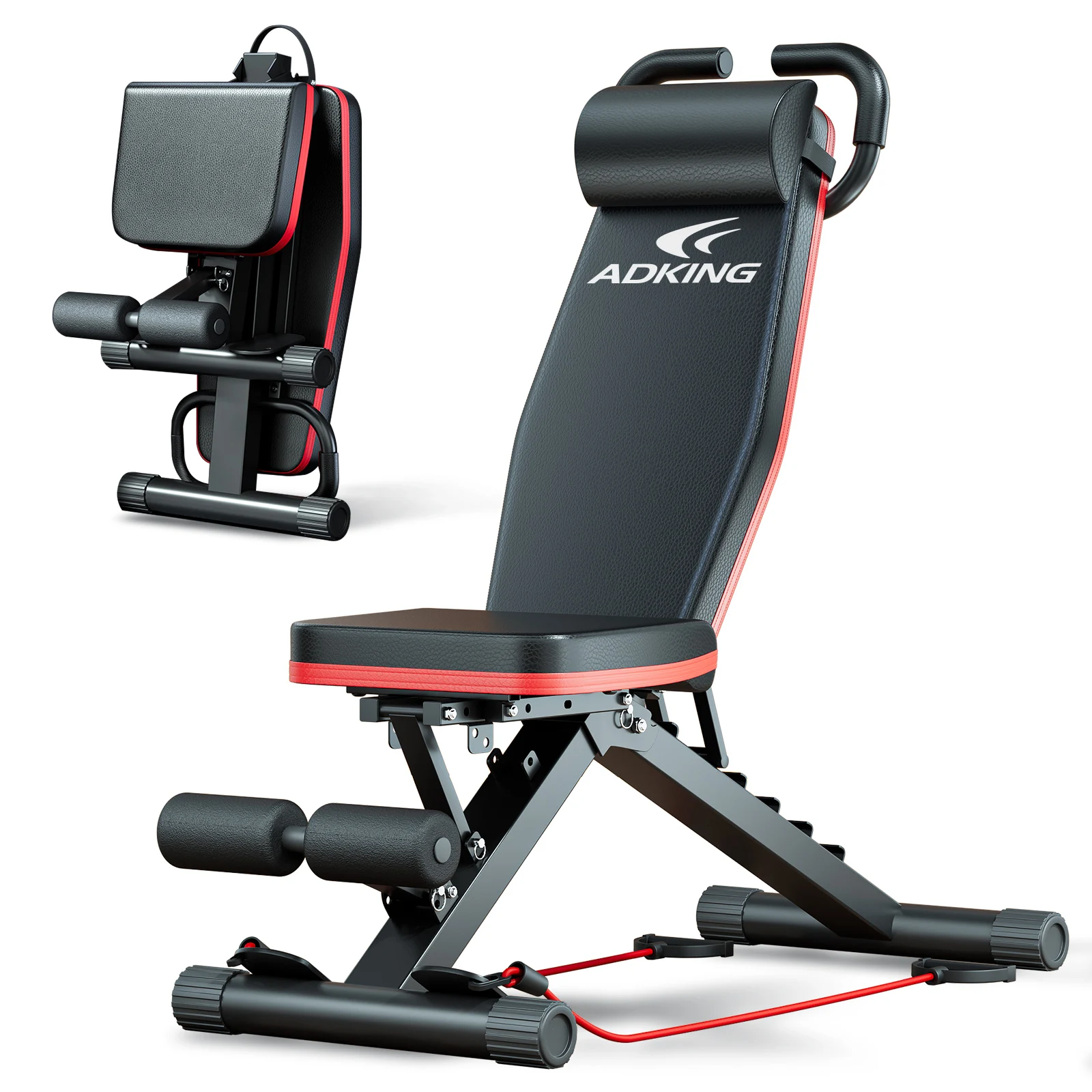 Banco de pesas ajustable, prensa con mancuernas, banco de entrenamiento de cuerpo completo multifuncional, plegable, inclinado, para gimnasio en casa, 1000 libras