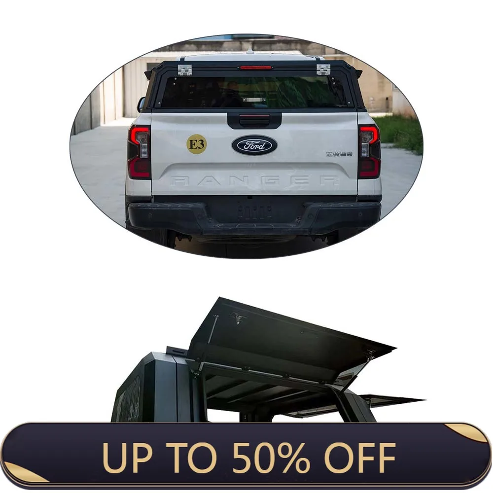 

Deren High QualitF150 Folding Aluminum Alloy Hard Top Truck Bed Cap Waterproof Rear Canopy for Pickup Tool Storage Canopy