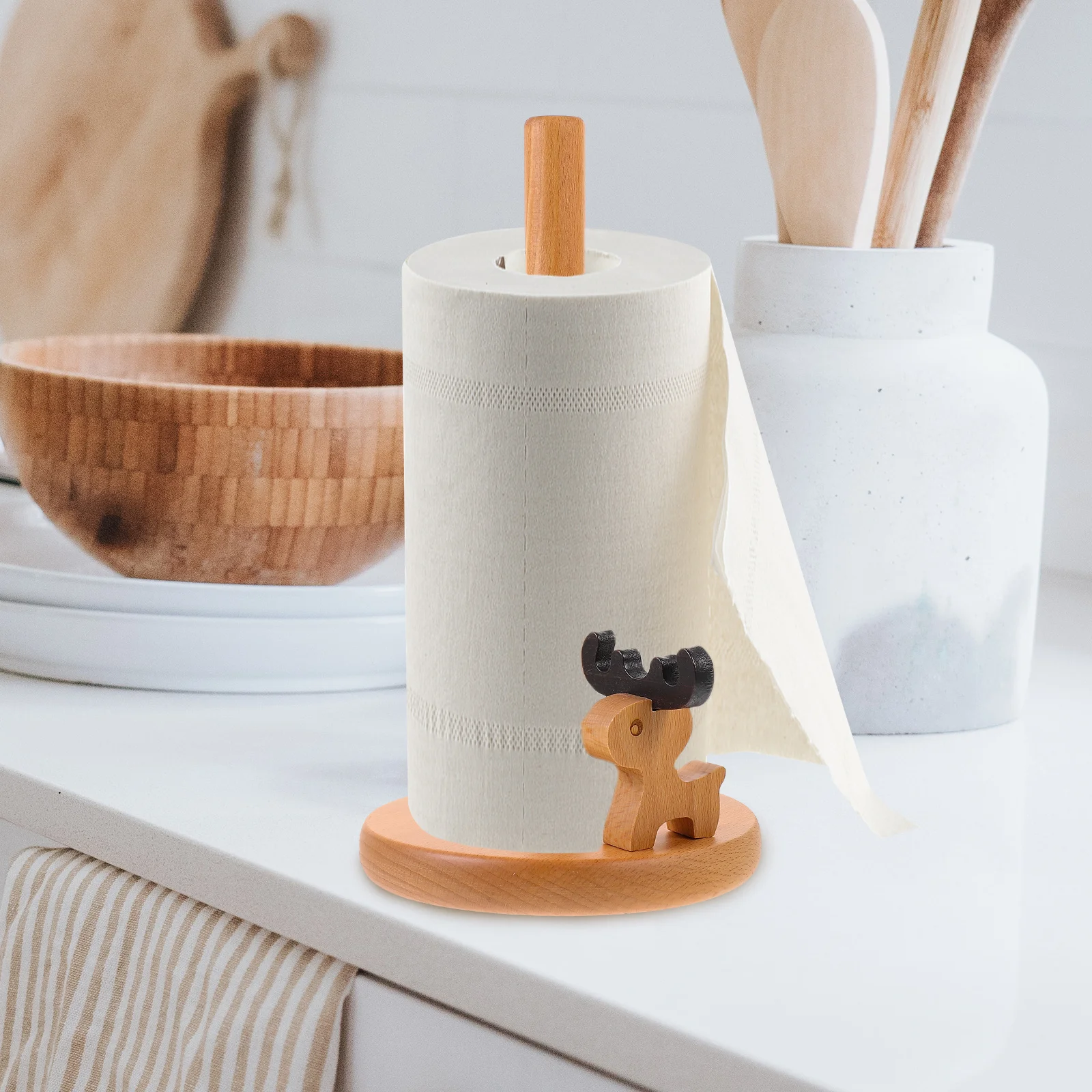 

Deer Paper Towel Holder Kitchen Roll Paper Dispenser Stand Multipurpose Storage Rack Non Slip Bottom Countertop