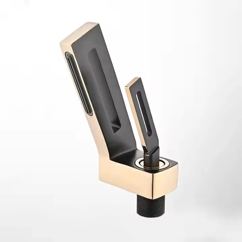 

Contemporary Single-Handle Brass Basin Faucet Copper Black Gold Hot Cold Water Mixer Tap Luxury Bathroom Tap for Home Use
