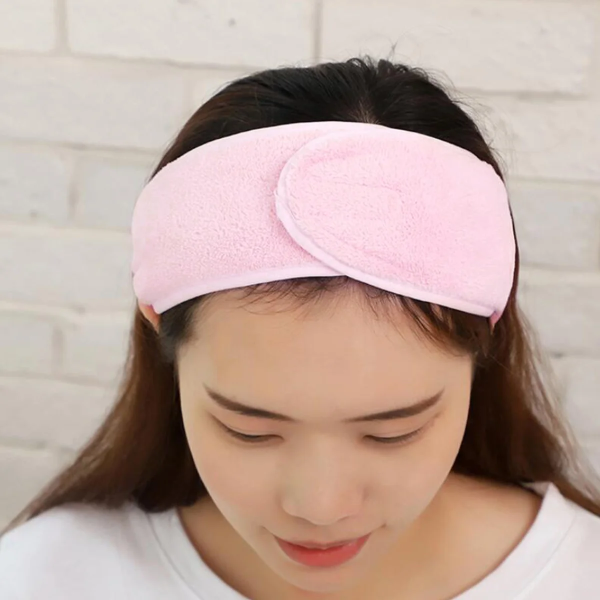 

1pc Spa Facial Headband Stretch Makeup Wrap Reusable Washable Elastic Adjustable For Women Salon Cleansing Yoga Pink