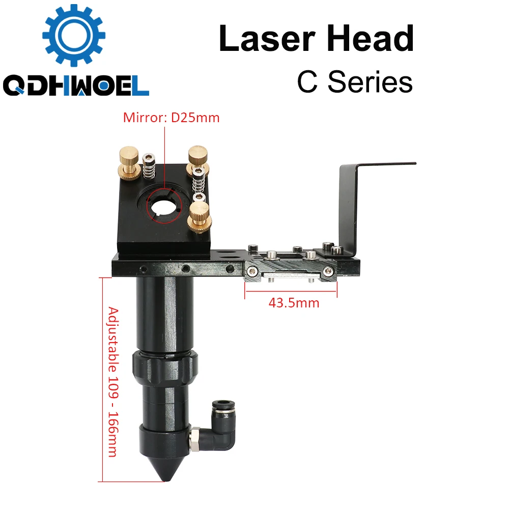 QDHWOEL  C Series CO2 Laser Head Dia.18 FL38.1& Dia.20 FL50.8/63.5/101.6mm Mount for Laser Engraving Cutting Machine(Black)