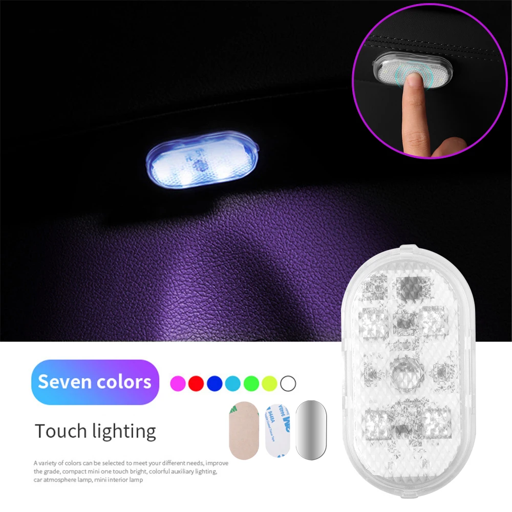 Car Interior Dome Light Finger Touch Sensor Reading Lamp 5V LED Magnetic Attraction Light USB Charge Six Color Car Door Light