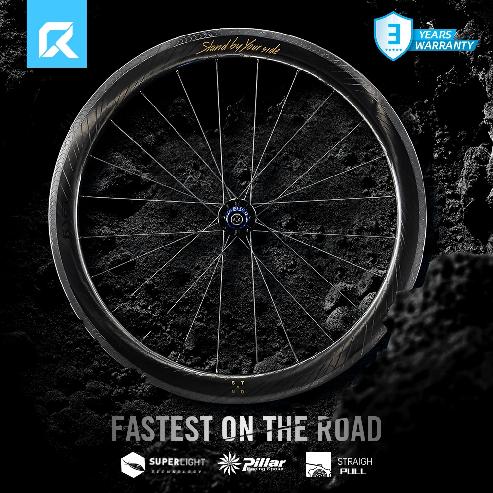 

RYET 1280g Carbon Road Wheelset Rim Brake 700C Tubeless Ready Superlight Pillar Spokes 60T Ceramic Ratcher Hub Clincher Aero