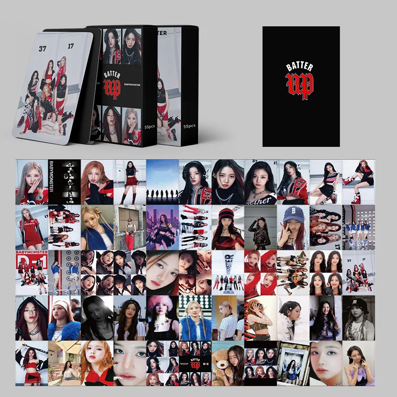 55pcs/set Kpop Babymonster New Album Batter Up LOMO Card AHYEON HARAM RORA PHARITA CHIQUITA RUKA ASA Gift Postcard Photo Card