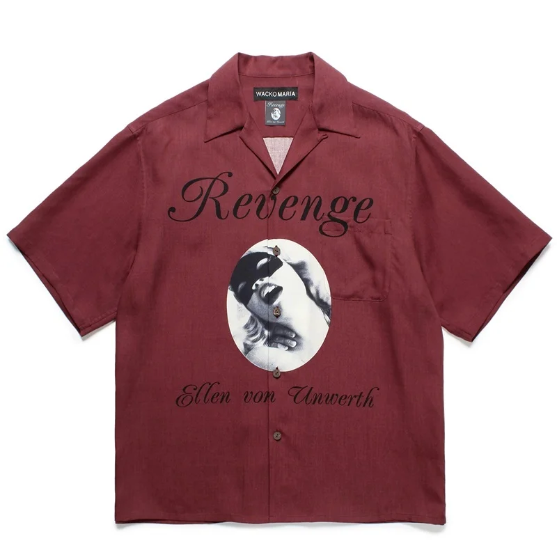 Latest High Street Trend Masked Character Summer Mens Womens Loose Vintage Print Hawaii WACKO MARIA Shirt Short Sleeve Shirt