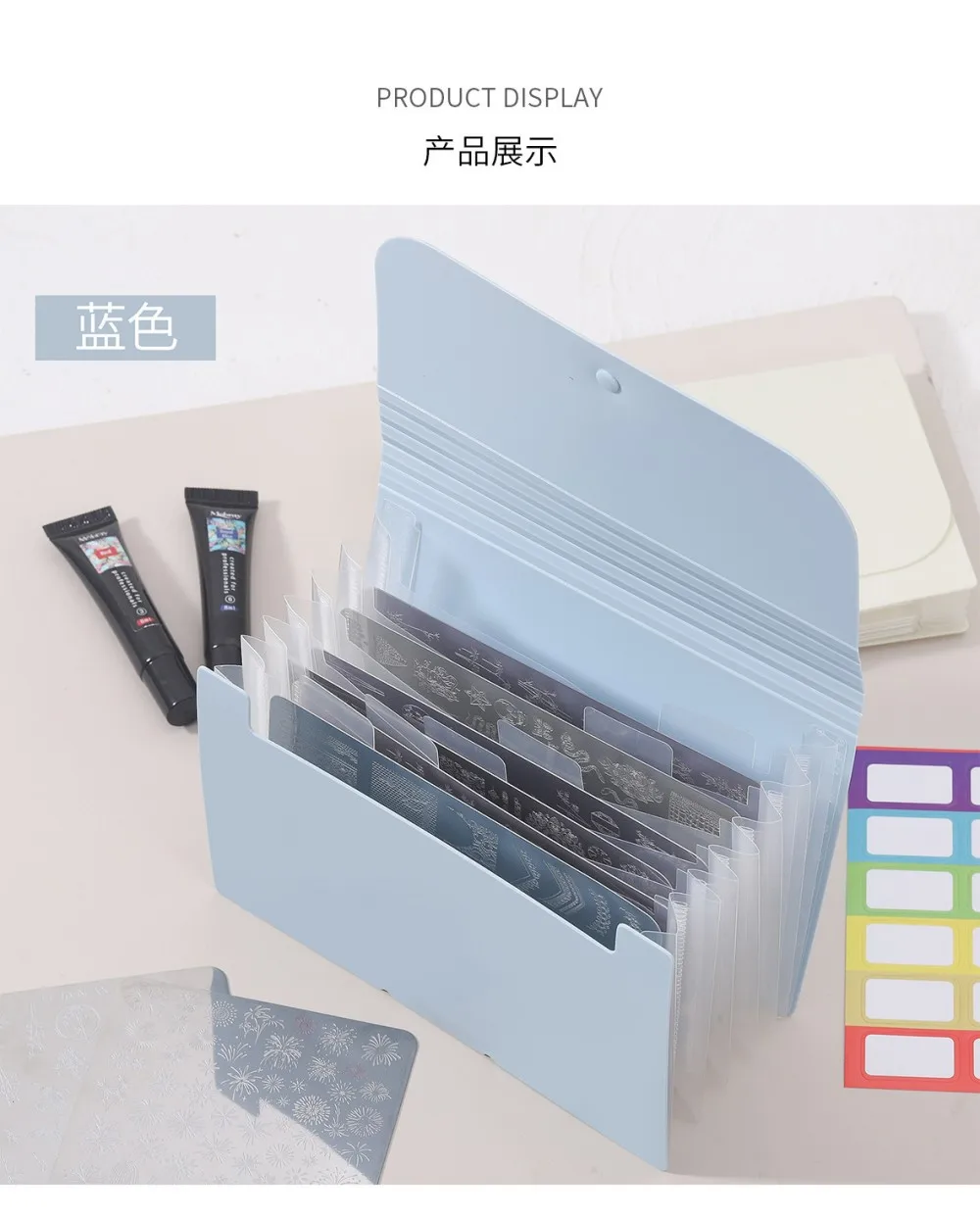 Macaron High-Aesthetic Multi-Layer Accordion File Folder Compact Portable Nail Art Organizer For Nail Stamping Plate Storage - view 5