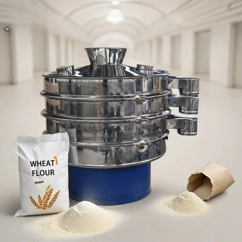 Customized Rotary Vibrating Sieve Separator Machine With Vibration Motor For Wheat Flour Baking Ingredient Powder