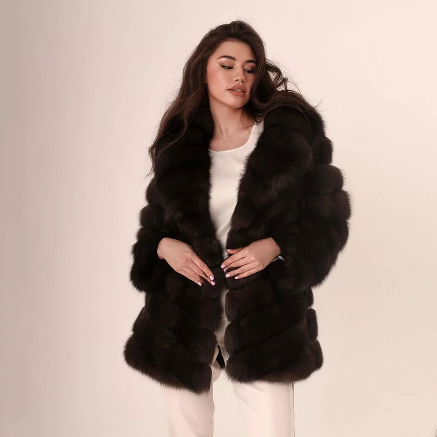 

Winter Jackets Women Real Fox Furs Coat Mid-Length Hot Selling Natural Fur Jacket Luxury New Arrivals Fluffy Coat