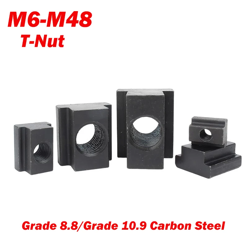M6-M48 Black Grade 8.8/10.9 Carbon Steel T-Slot Nut Clamp Table Milling Machine T-nut Tapped Through Slot T-nuts T Sliding Nuts