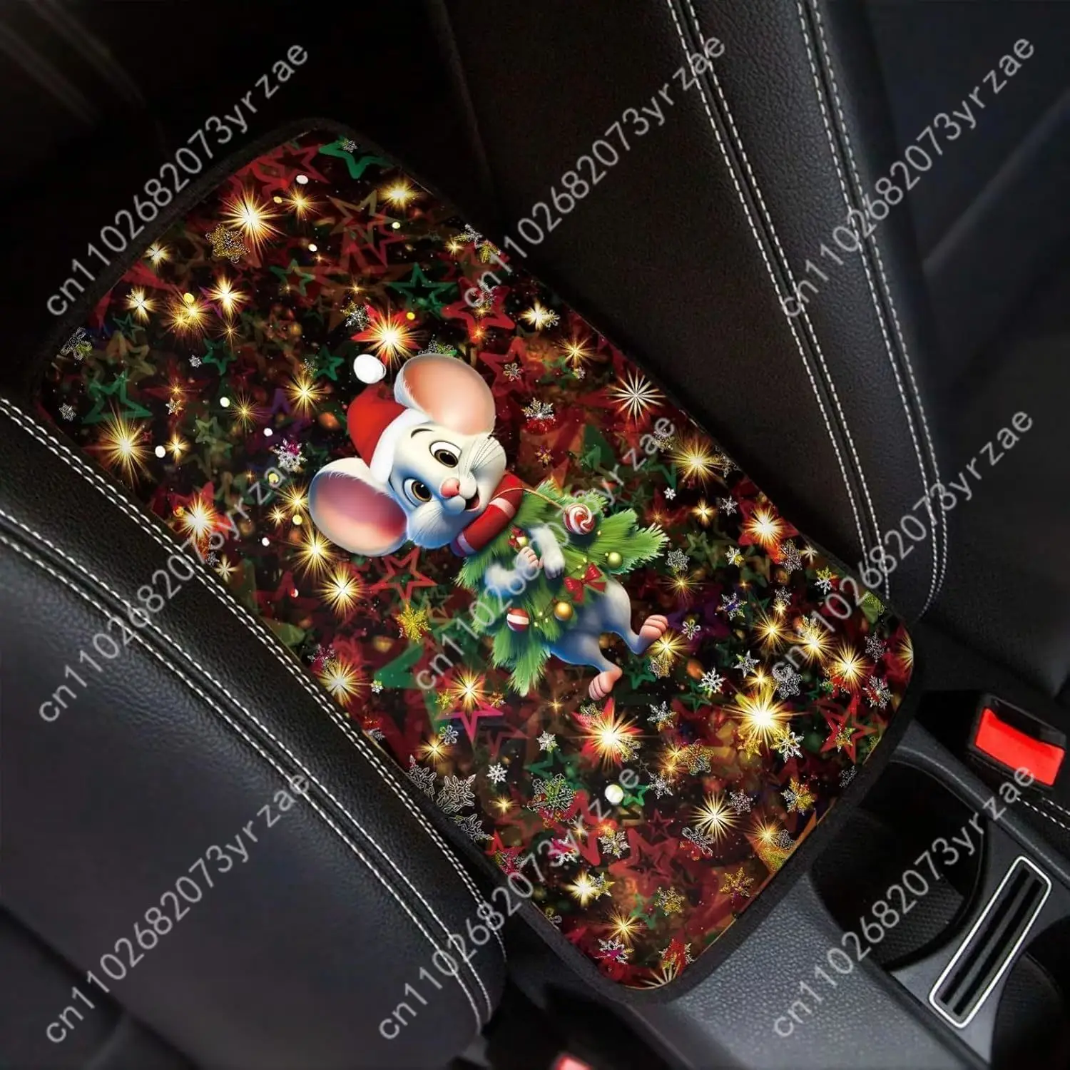

Cartoon Mouse Universal Car Armrest Cushion High Quality Non-Slip Car Armrest Cover Elastic Straps Car Interior Accessories