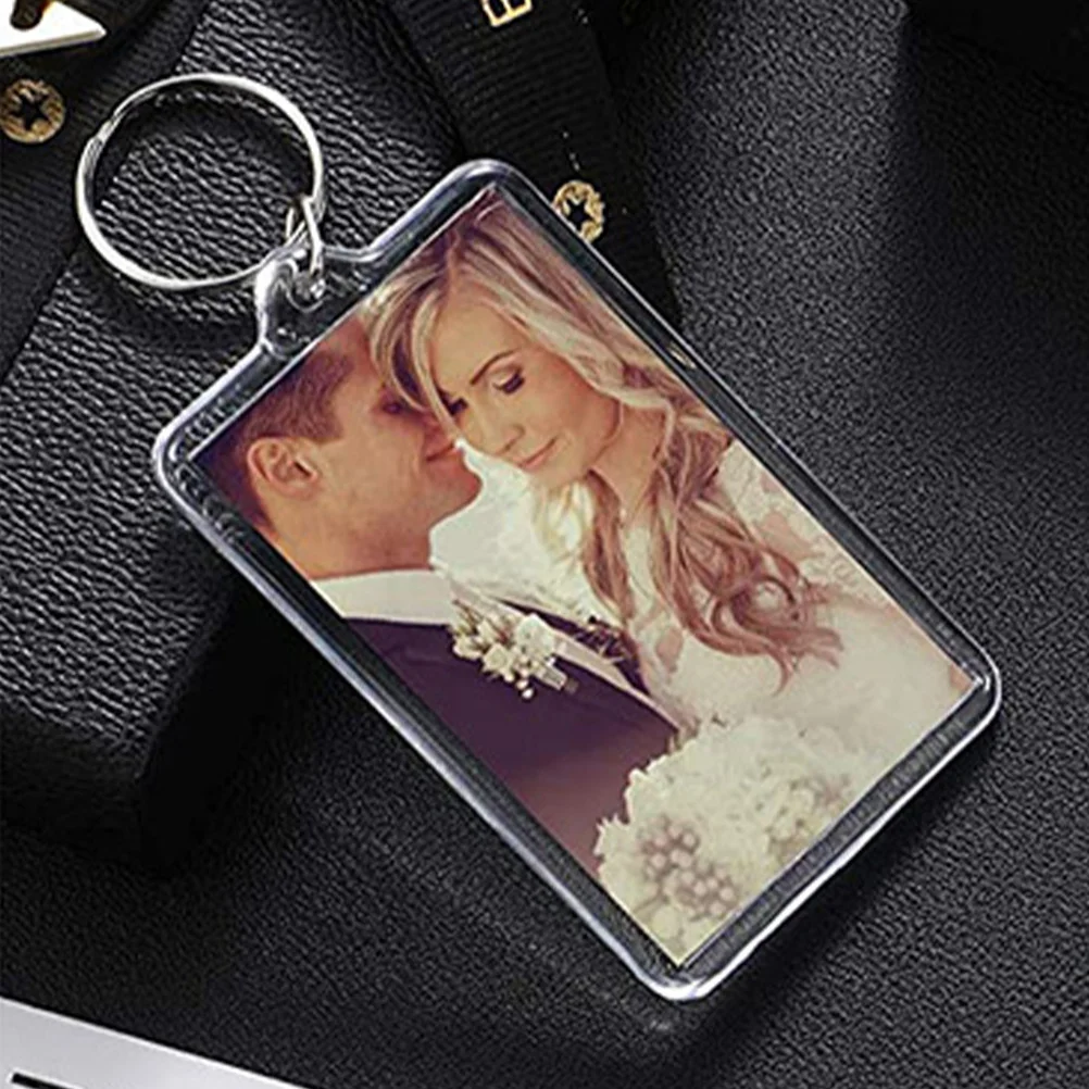 

6pcs Photo Frame Keychain Diy Picture Keyring For Graduation Memorial Keepsake Pendant Bag Wallet Accessory Mini Transparent