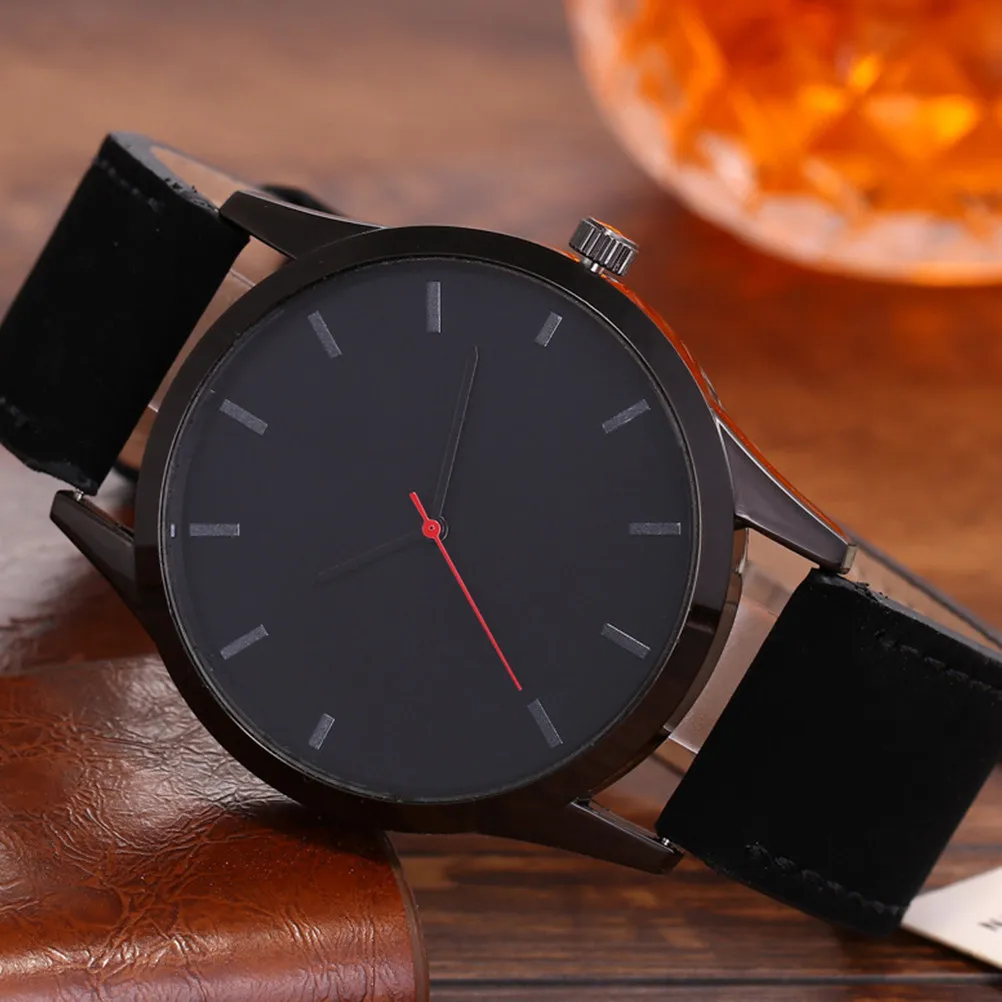 Mens Business Quartz Watch Black Band Analog Wrist Watch Classic Design Suitable Meeting Daily Wear Gift Choice