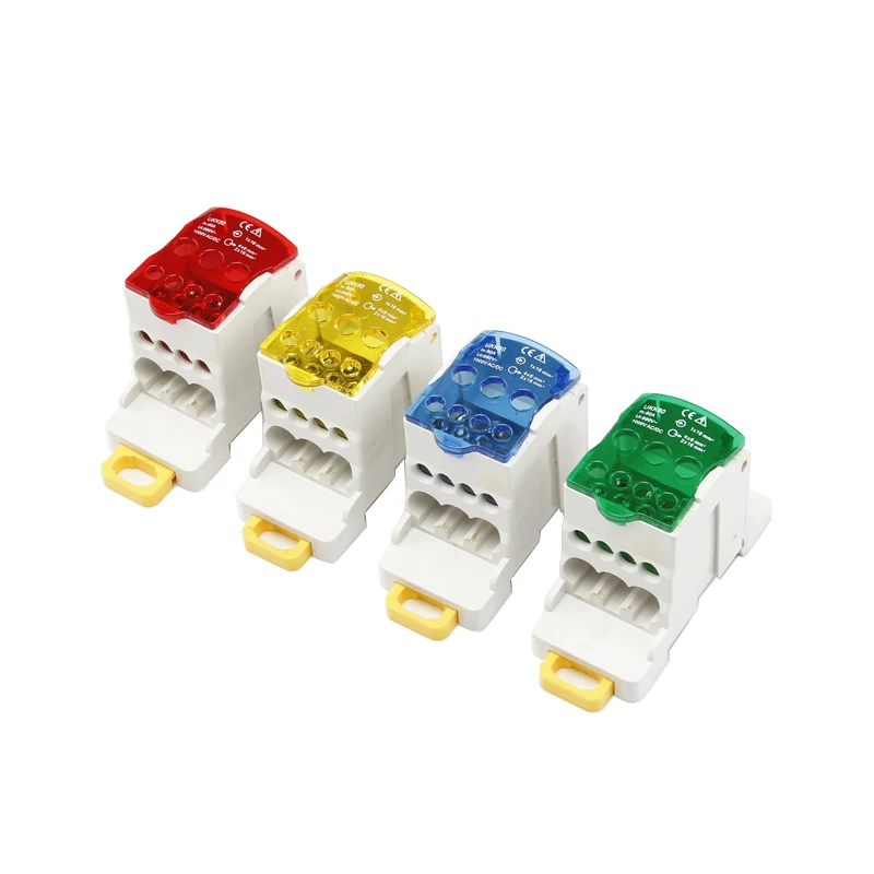 UKK80A Junction Box 1-Input 6-Output Universal Wire Electrical Connector Din Rail Terminal Block Power Distribution Box