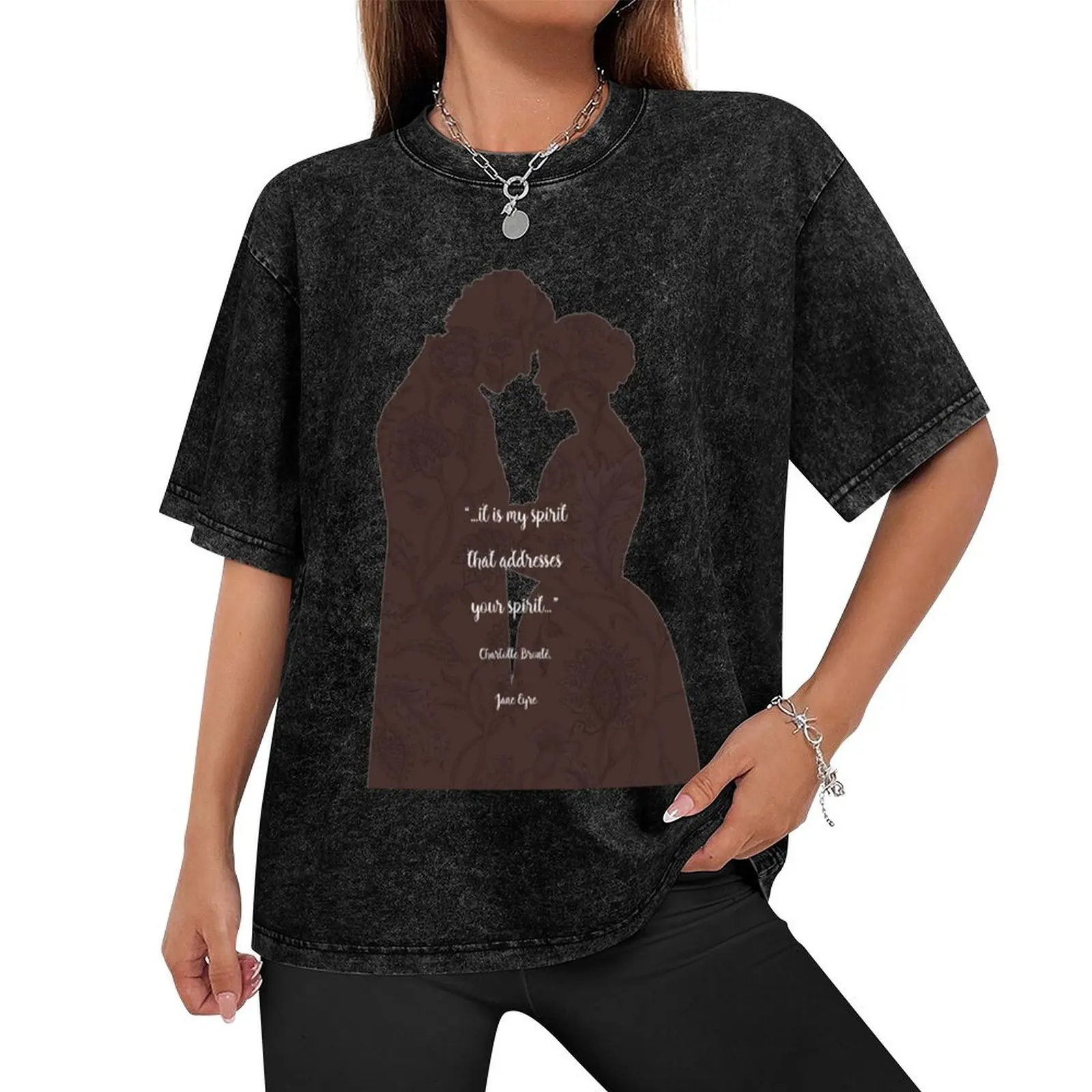 Jane Eyre_Charlotte Bronte_Spirit Quote. T-Shirt vintage sports fans funny shirt cotton luxury clothes men