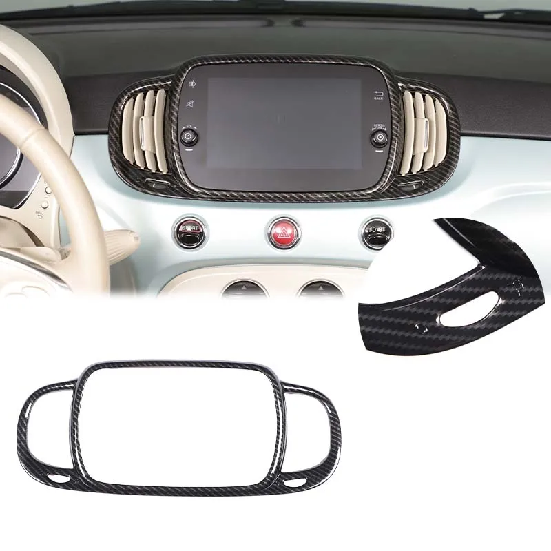 

For Abarth 595 695 Fiat 500 16-24 ABS Carbon fiber central control air outlet frame interior modification sticker auto parts
