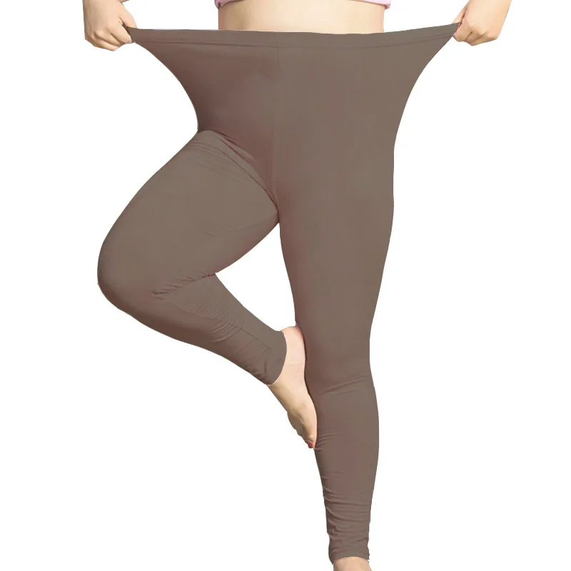 75-100kg grande taille femmes taille haute Modal coton Leggings mince chaud automne pantalon élastique gros Long gris noir potelé gris